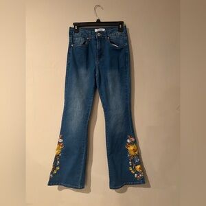 Telepatia Sunflower Embroidered Flare Jeans | Size: 5 (27)
